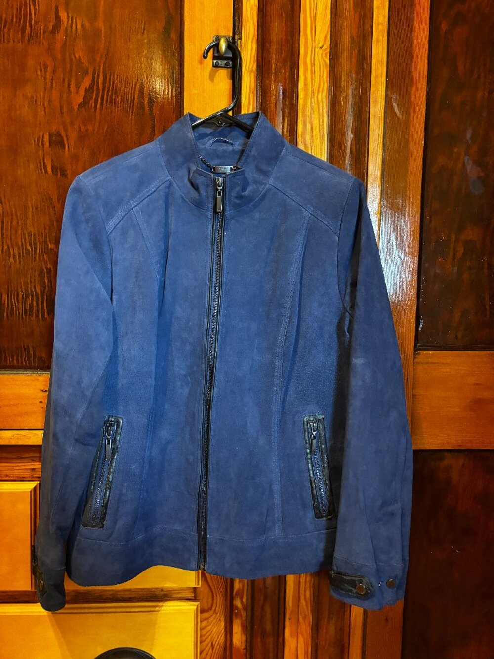 dennis by dennis basso Navy Blue Suede Jacket Size Medium